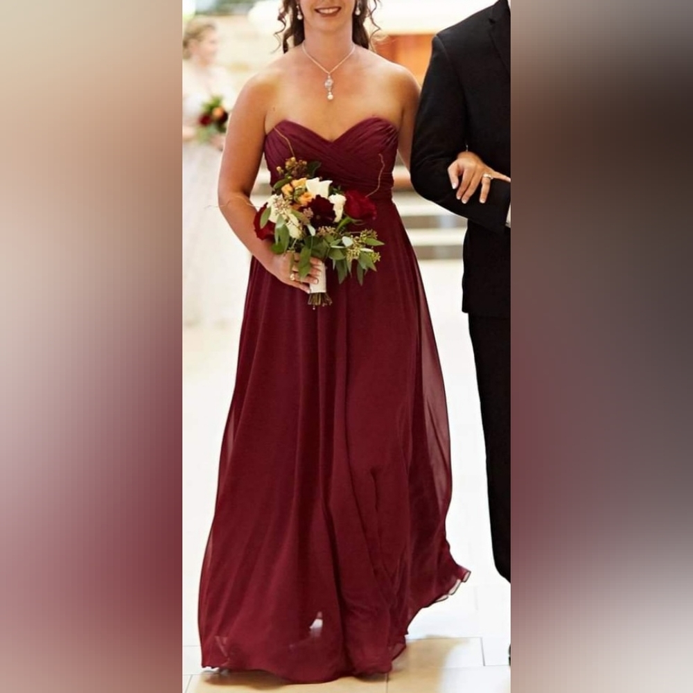 Allure Bridal Burgundy Bridesmaid dress